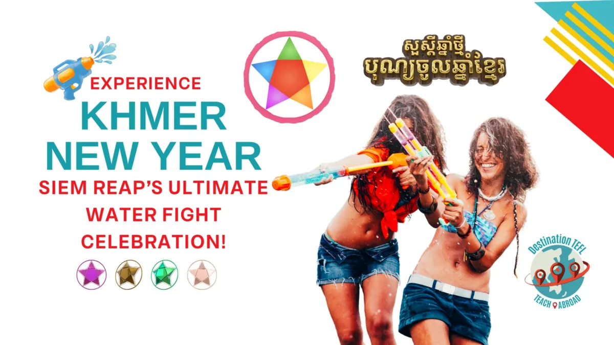 Khmer New Year celebration in Siem Reap with water fights