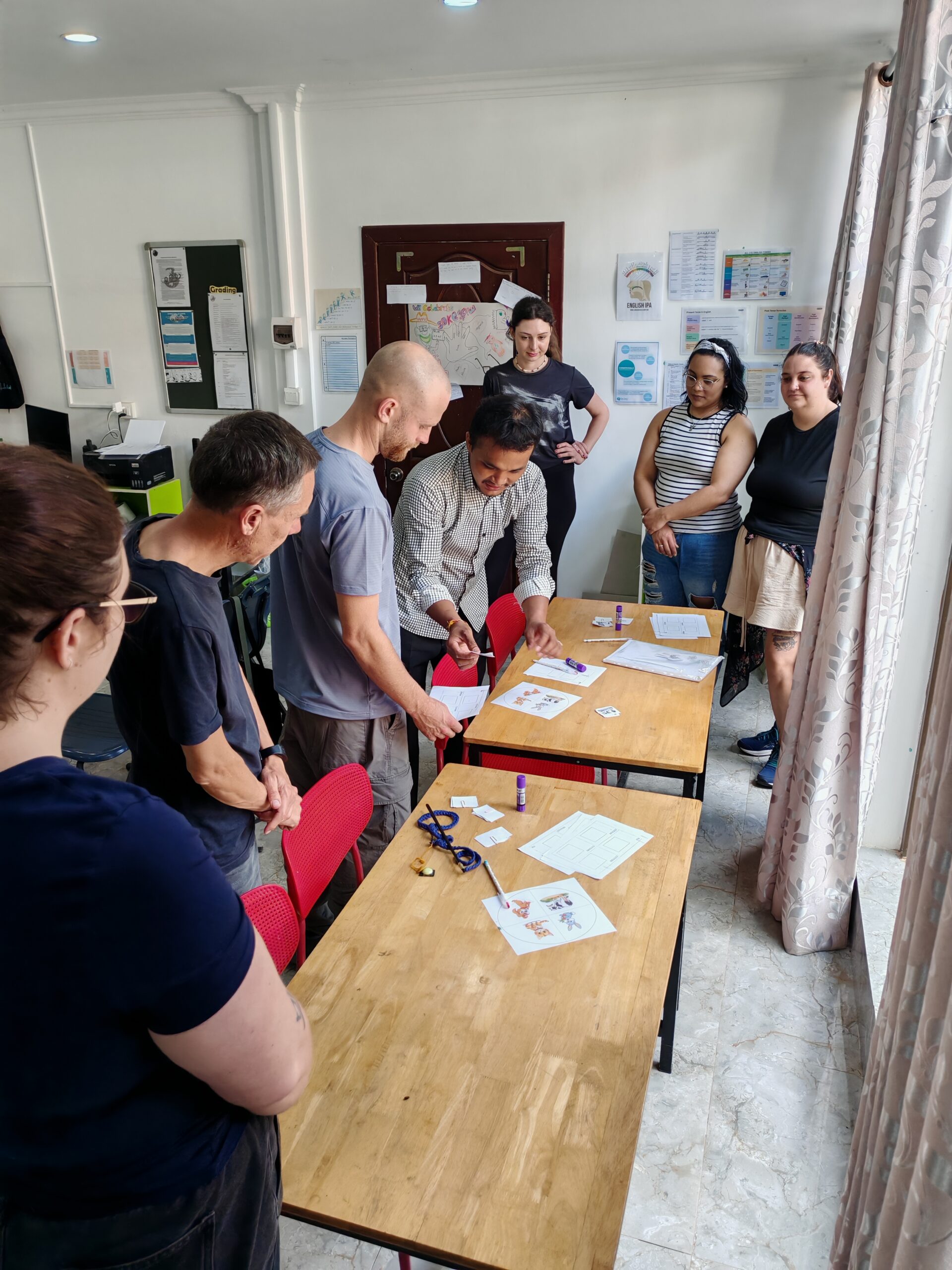 A trainee leading a practice teaching session at the Destination TEFL training centre